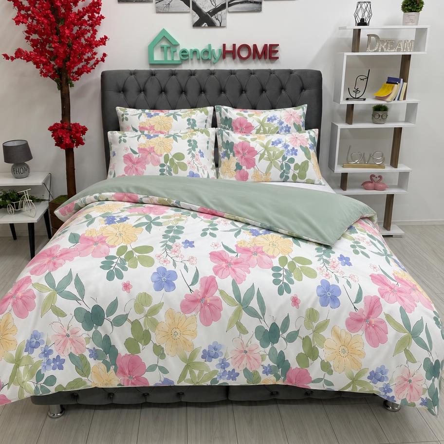 Lenjerie Bumbac Finet 6 Piese – Model Flori Pastel, Multicolor, R60-554 — fotografie reală, acasă