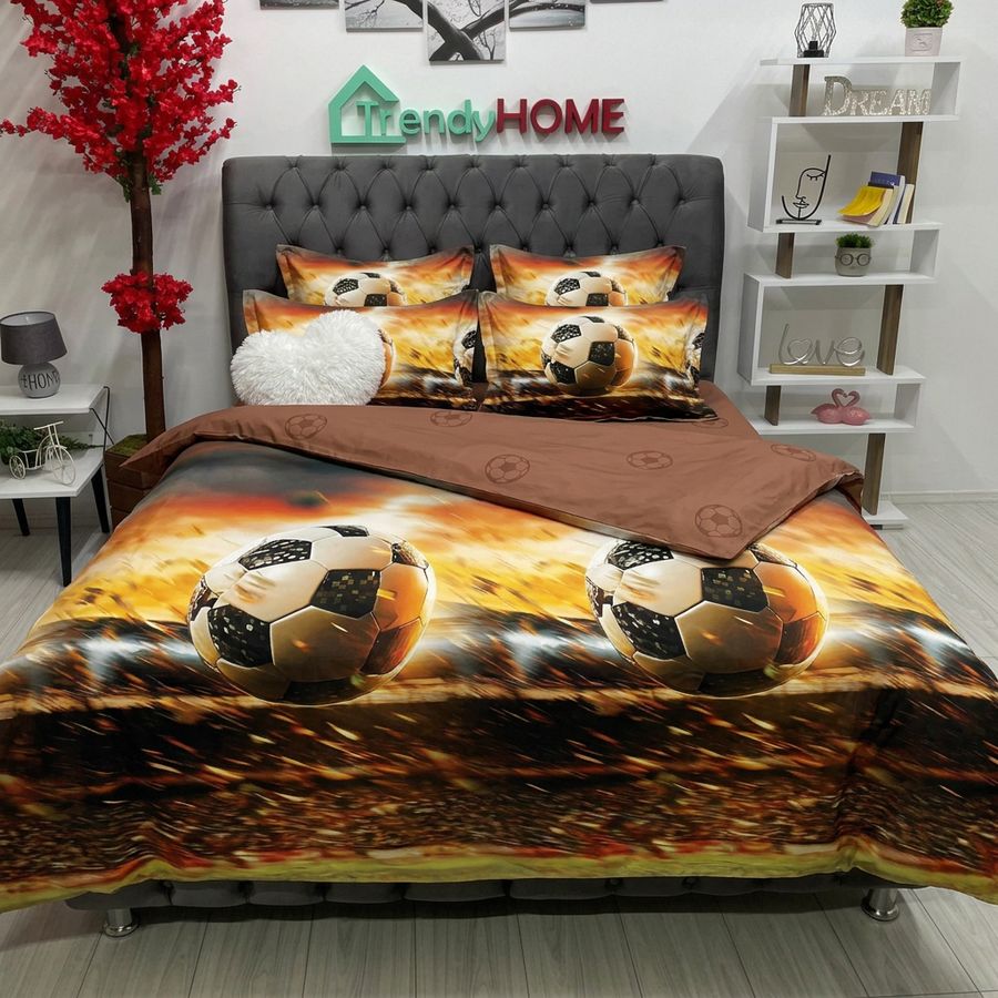Lenjerie Bumbac Finet 6 Piese – Model Minge/Stadion, Bej/Crem/Maro, R60-624 — fotografie reală, acasă
