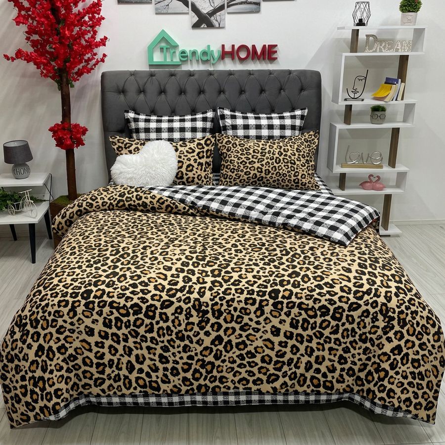 Lenjerie Bumbac Finet cu Elastic  6 Piese,Animal print  ,Maro,T169 — fotografie reală, acasă
