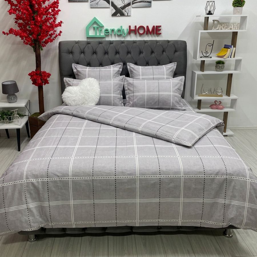 Lenjerie Bumbac Finet cu Elastic  6 Piese,Dungi ,Gri,T235 — fotografie reală, acasă