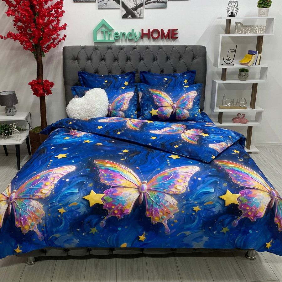 Lenjerie Bumbac Finet Cu Elastic, 6 Piese, Fluturi, Multicolor, T326 — fotografie reală, acasă