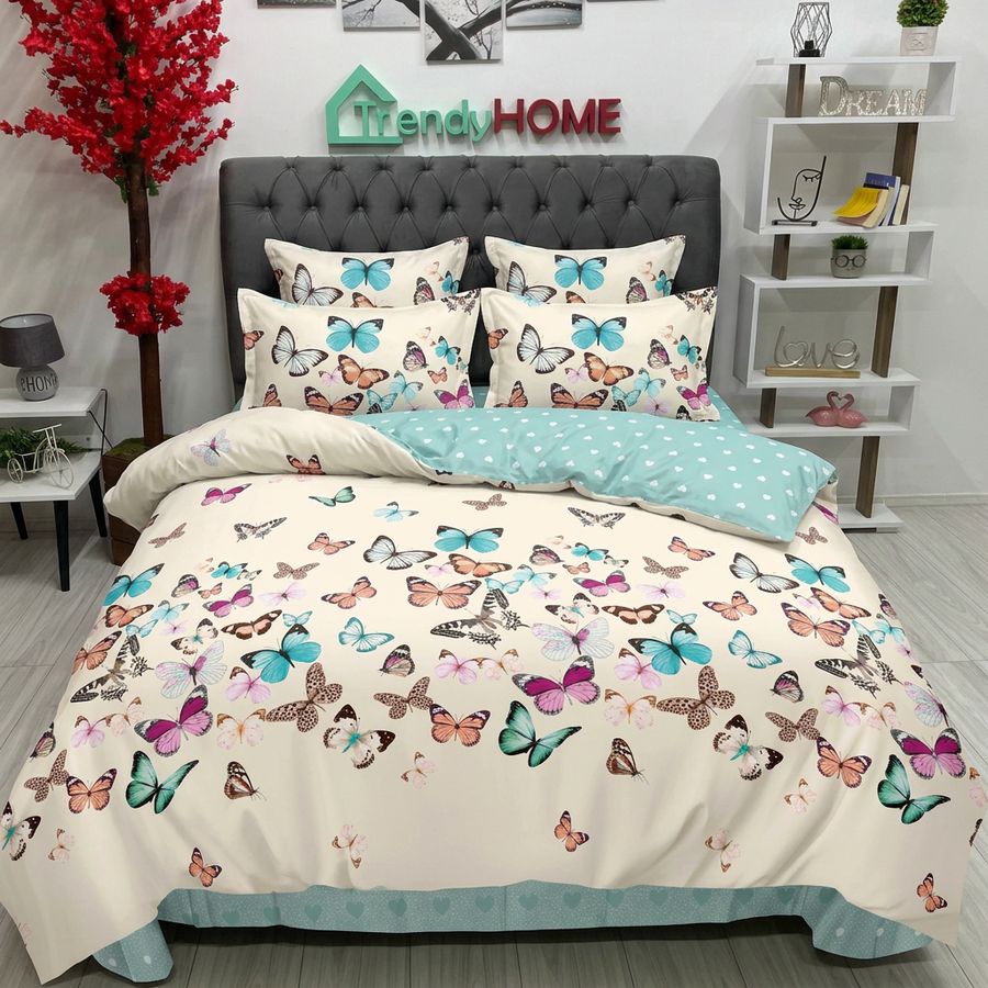 Lenjerie Bumbac Finet cu Elastic 6 Piese,Fluturi ,Multicolor,T92 — fotografie reală, acasă