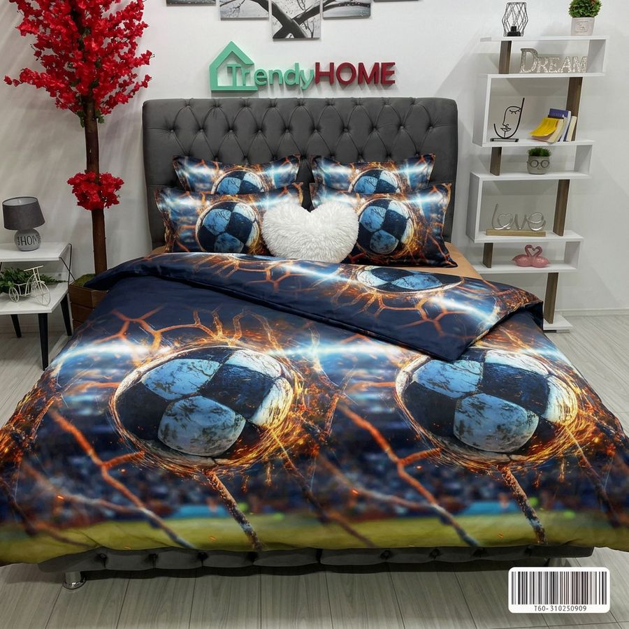 Lenjerie Bumbac Finet Cu Elastic, 6 Piese, Mingie De Fotbal, Multicolor, T335 — fotografie reală, acasă