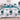 Lenjerie Pat Dublu Bumbac Satinat cu Elastic – Frunze Ginkgo Teal, 4 Piese, 180×200, PT1042-Elastic