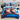 Lenjerie pat dublu, 6 PIESE, 5D, Bumbac Finet, Bufnite, Bleu/Albastru, J1237
