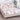 Husa Pat dublu cu elastic, Bumbac Satinat, 180x200, Flori, Alb/Portocaliu, P23755