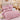 Lenjerie pat dublu, 6 PIESE, Bumbac Finet, Model Inflorat, Roz, J14334