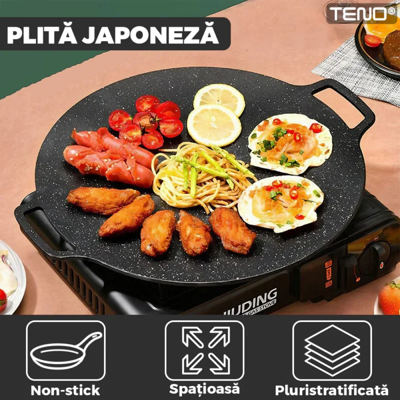 Plita Japoneza, Invelis Antiaderent, Pluristratificata, Spatioasa, Diametru 32 cm, TENO1047