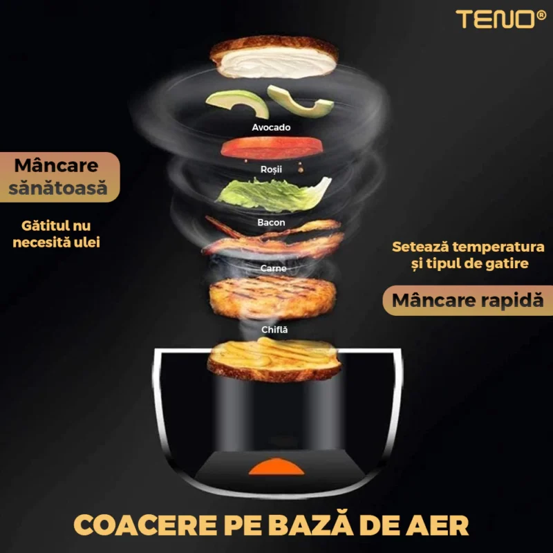 Friteuza Fara Ulei Air Fryer, Tehnologie Smart Sensing, Afisaj Digital, Capacitate 4.5 L, 220 V, TN1002