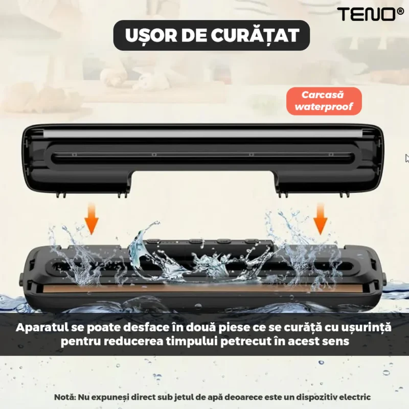 Aparat de Sigilat si Vidat, Set 8 role de Vidat Gofrate 15 cm x 5 m cadou, 90W, 220V, Portabil, Negru, TENO1224