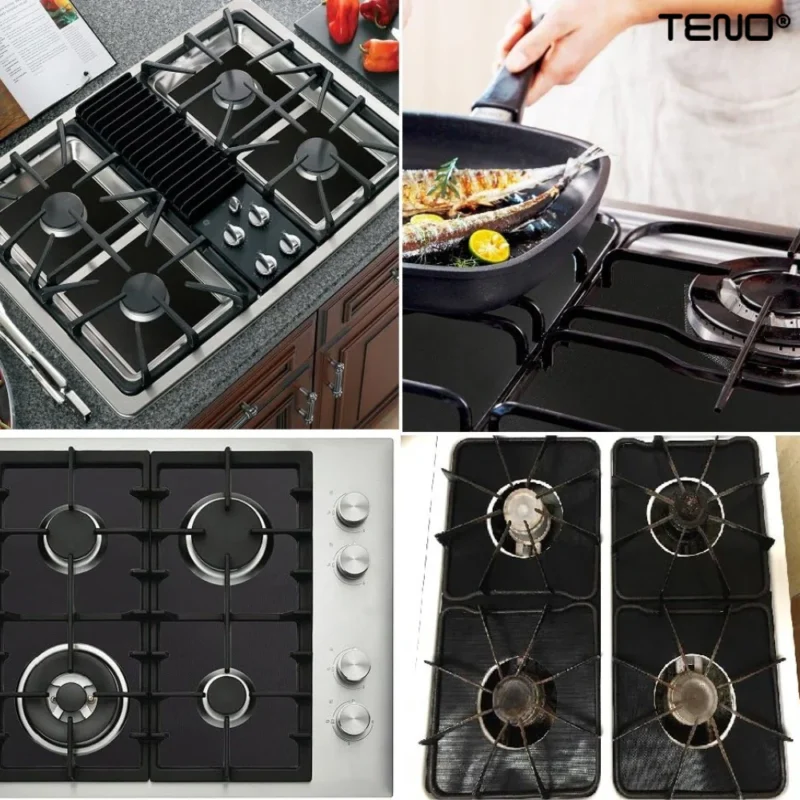 Set 4 Folii Protectie Teflon, Pentru Aragaz sau Plita, Detasabile, Ajustabile, Usor de Curatat, Anti-Aderente, TN1003