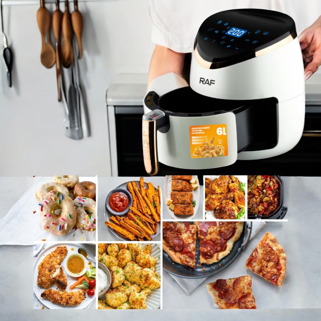 Friteuza Air Fryer, Aer cald, Fara ulei, Touchscreen Digital, 6L, 2400W, Circulatie Aer 360°, STM100