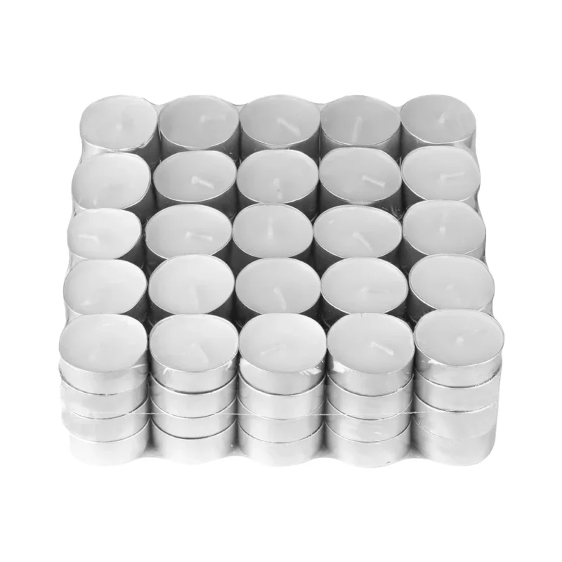 Set Lumanari Tip Pastila, Din Ceara, Inodore, Timp De Ardere 3 Ore, 3.6 X 0.8 Cm, Alb, TENO696