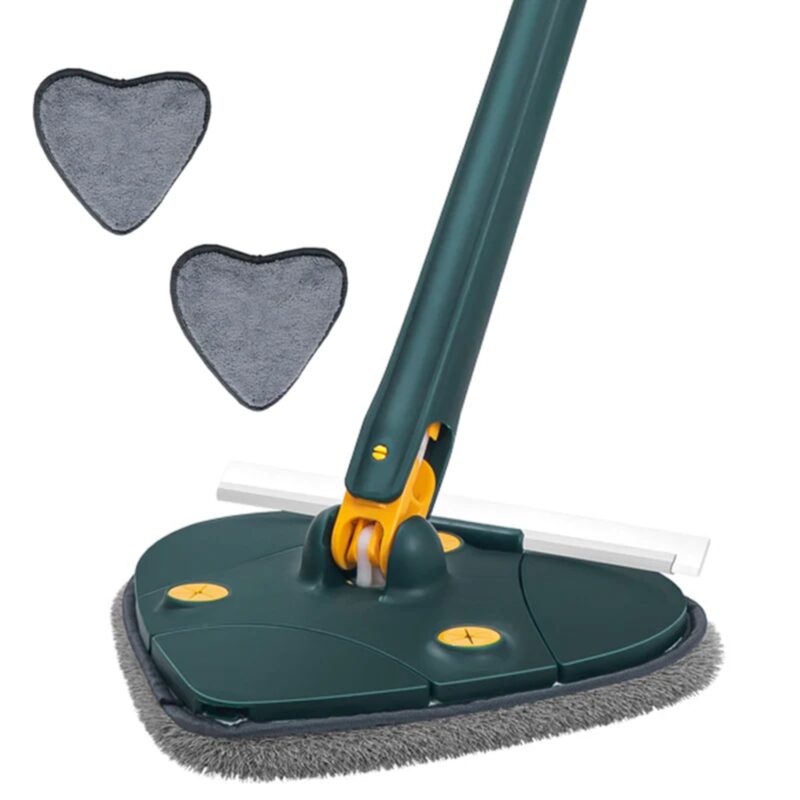 Mop Telescopic cu Cap in Forma de Inima, Rotire 360 Grade, 2 Lavete Incluse, 127 cm, Verde/Galben, TENO1157