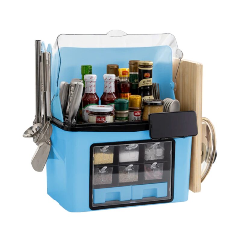 Organizator Multifunctional Pentru Bucatarie , Suport Sticle, Condimente, Ustensile, Cutite, 46x26x43 cm, TENO485