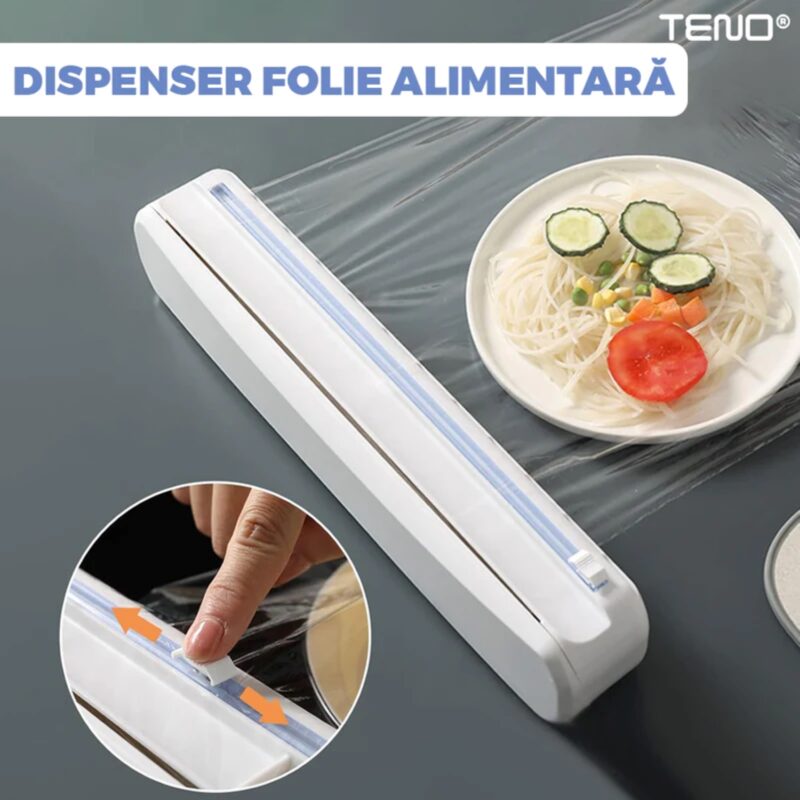 Dispenser de Bucatarie Pentru Folie Alimentara, Aluminiu, Hartie de Copt, Material Rezistent, Montare cu Ventuze, TENO1417