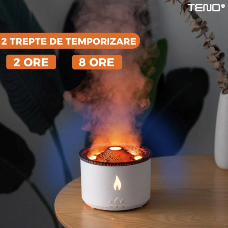 Difuzor Aromaterapie Lava cu 2 Culori LED, Capacitate 360ml, Silentios, Umidifica Aerul, Alb, TENO510