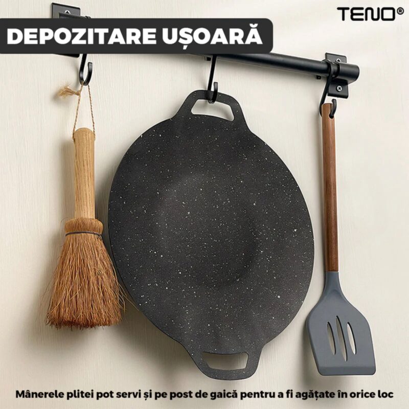 Plita Japoneza Pluristratificata cu Invelis Antiaderent, Diametru de 32 cm, Negru, TENO1047