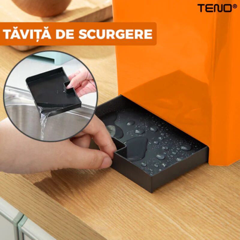 Organizator Multifunctional Pentru Bucatarie cu 6 Compartimente, Raft Condimente, Tavita de Scurgere, Suport Tacamuri/Ustensile, TENO601