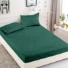 Husa Pat 1 Persoana cu Elastic, Bumbac Finet, 90 x 200 cm, Elegant, Verde, J23442